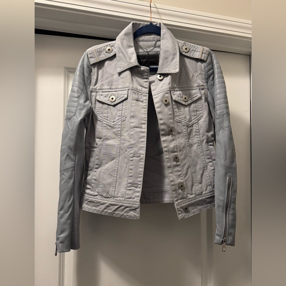 BCBGMaxAzria Gray blue Jean Jacket Timeless Design
